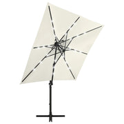 Vidaxl zweefparasol met paal en led-verlichting 250 cm zandkleurig - afbeelding 2