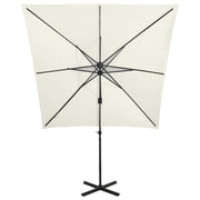 Vidaxl zweefparasol met paal en led-verlichting 250 cm zandkleurig - afbeelding 3