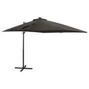 Vidaxl zweefparasol met paal en led-verlichting 250 cm antracietkleur - afbeelding 1