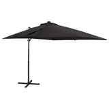 Vidaxl zweefparasol met paal en led-verlichting 250 cm zwart - afbeelding 1