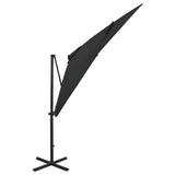 Vidaxl zweefparasol met paal en led-verlichting 250 cm zwart - afbeelding 2