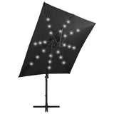 Vidaxl zweefparasol met paal en led-verlichting 250 cm zwart - afbeelding 3