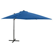 Vidaxl zweefparasol met paal en led-verlichting 250 cm azuurblauw - afbeelding 1