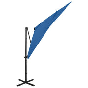 Vidaxl zweefparasol met paal en led-verlichting 250 cm azuurblauw - afbeelding 2