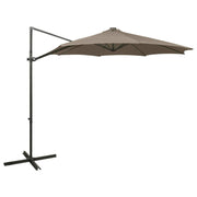 Vidaxl zweefparasol met paal en led-verlichting 300 cm taupe - afbeelding 1