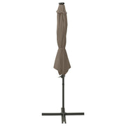 Vidaxl zweefparasol met paal en led-verlichting 300 cm taupe - afbeelding 2