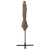 Vidaxl zweefparasol met paal en led-verlichting 300 cm taupe