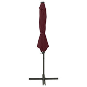 Vidaxl zweefparasol met paal en led-verlichting 300 cm bordeauxrood - afbeelding 2