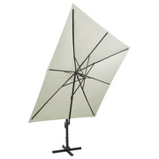 Vidaxl zweefparasol met paal en led-verlichting 300 cm zandkleurig - afbeelding 2