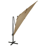Vidaxl zweefparasol met paal en led-verlichting 300 cm taupe - afbeelding 2