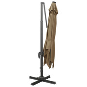 Vidaxl zweefparasol met paal en led-verlichting 300 cm taupe - afbeelding 3