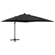 Vidaxl zweefparasol met paal en led-verlichting 300 cm zwart - afbeelding 1
