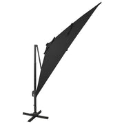 Vidaxl zweefparasol met paal en led-verlichting 300 cm zwart - afbeelding 2