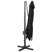 Vidaxl zweefparasol met paal en led-verlichting 300 cm zwart - afbeelding 3