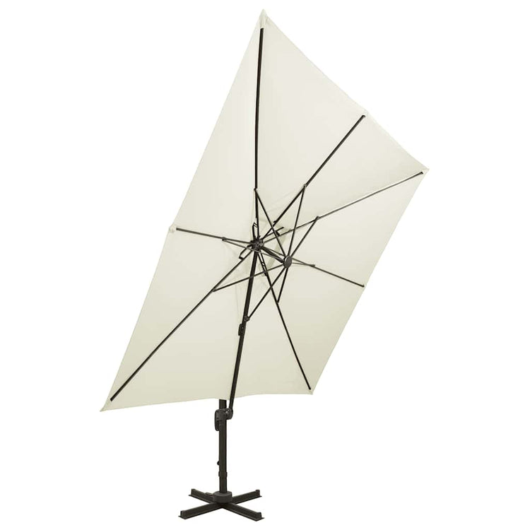 Vidaxl zwevende parasol met dubbele bovenkant 300x300 cm zandkleur