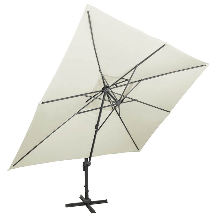 Vidaxl zwevende parasol met dubbele bovenkant zand 400x300 cm
