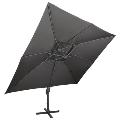 Vidaxl zwevende parasol met dubbele bovenkant antraciet 400x300 cm