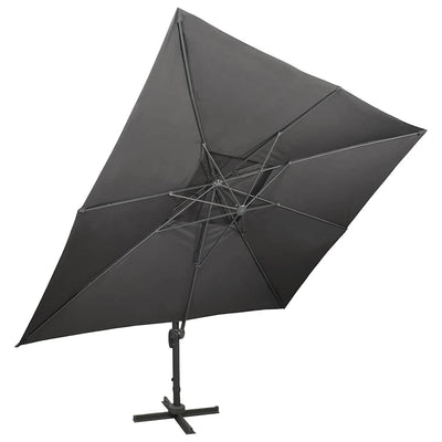 Vidaxl zwevende parasol met dubbele bovenkant antraciet 400x300 cm