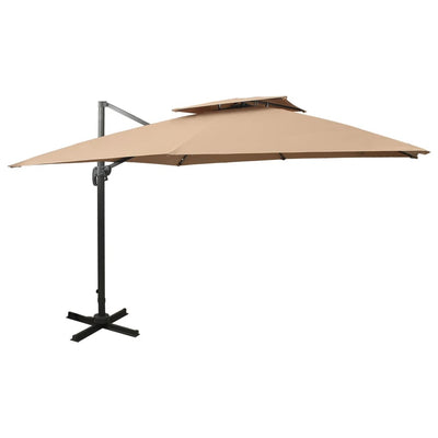 Vidaxl zwevende parasol met dubbele bovenkant 300x300 cm taupe