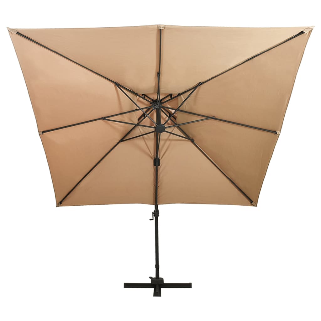 Vidaxl zweefparasol met dubbel dak 300x300 cm taupe