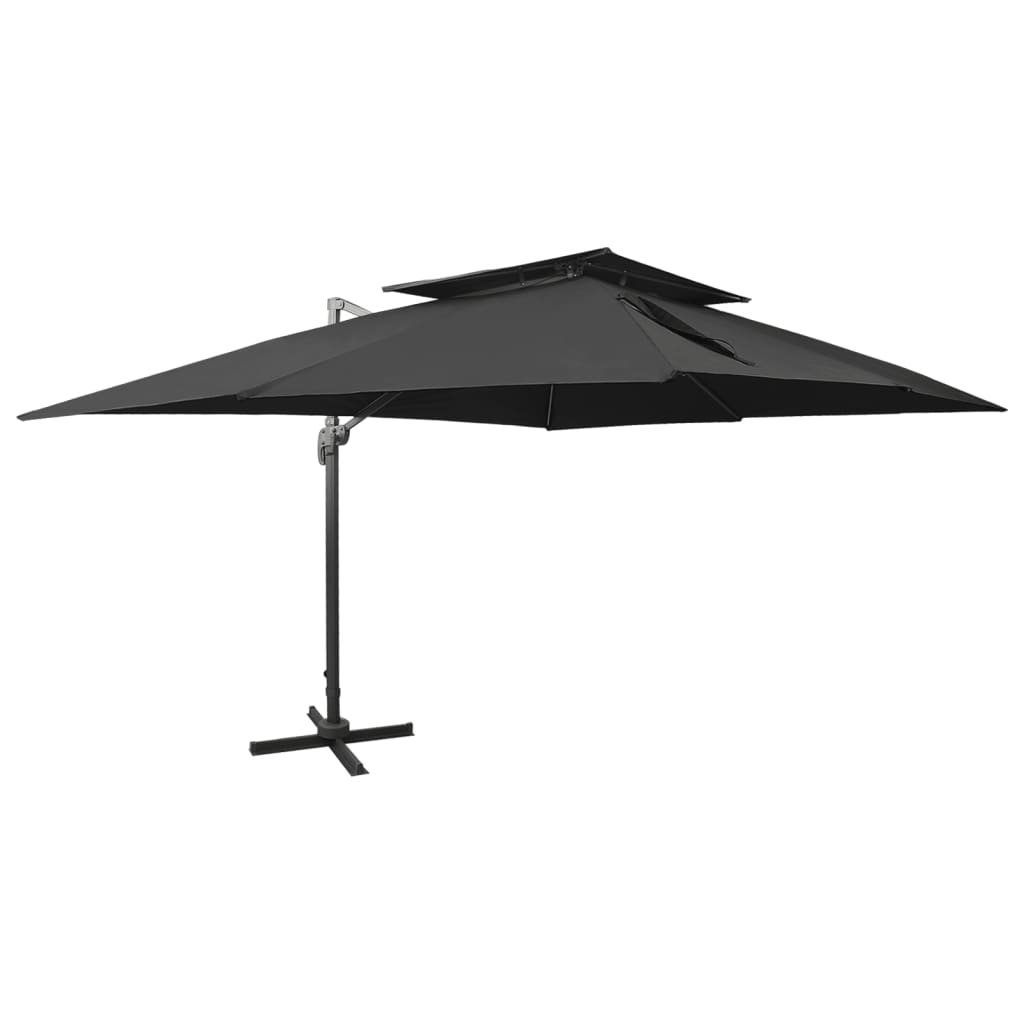 Vidaxl zweefparasol met dubbel dak 400x300 cm zwart