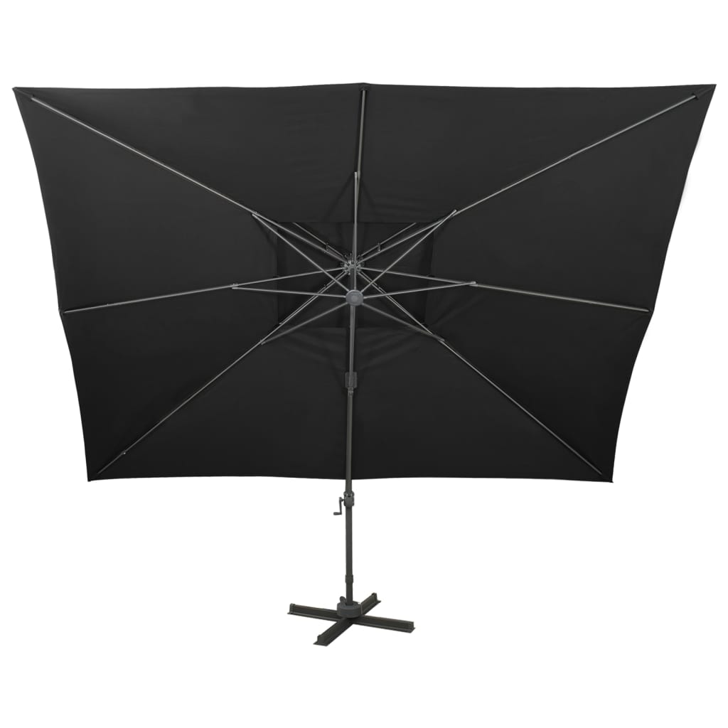 Vidaxl zweefparasol met dubbel dak 400x300 cm zwart