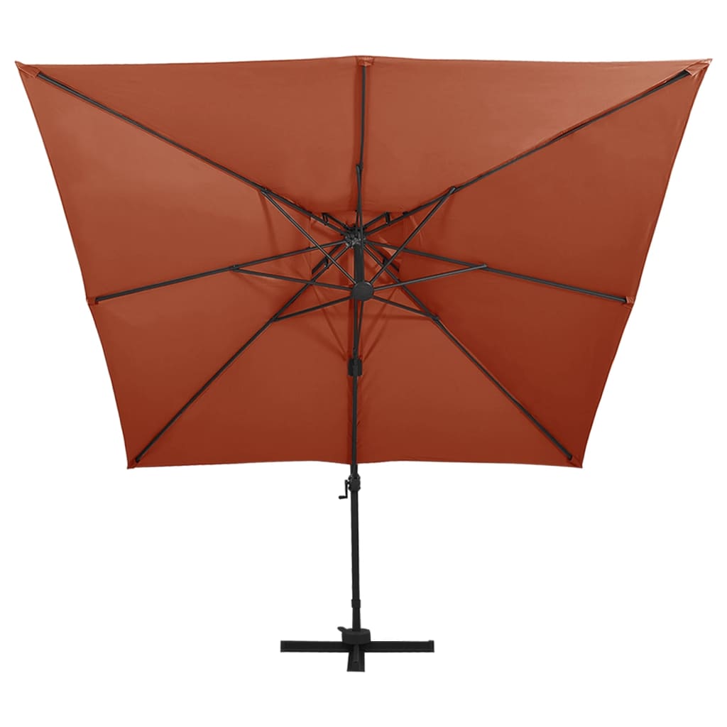 Vidaxl zweefparasol met dubbel dak 300x300 cm terracottakleurig