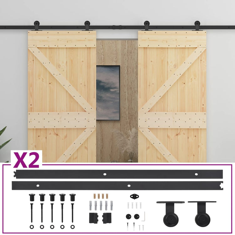 VidaXL Schuifdeur met beslag 100x210 cm massief grenenhout