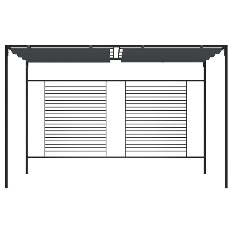 VidaXL Prieel met uittrekbaar dak 180 g m² 4x3x2,3 m antracietkleurig
