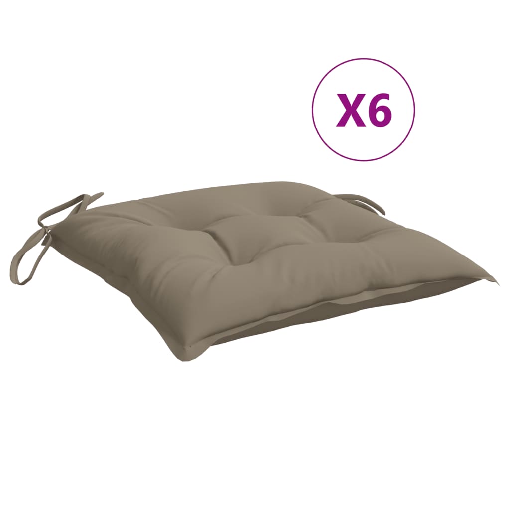 Vidaxl stoelkussens 6 st 50x50x7 cm oxford stof taupe
