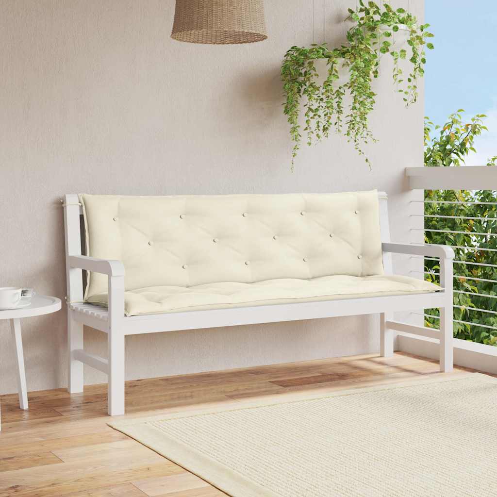Vidaxl tuinbankkussen 150x(50+50)x7 cm oxford stof crèmewit