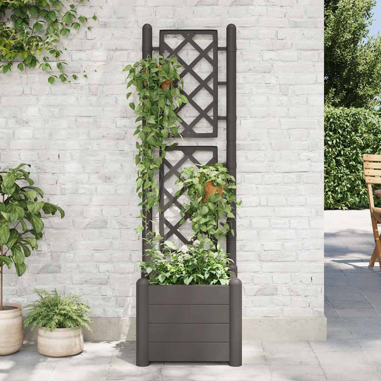Vidaxl plantenbak met latwerk 43x43x142 cm pp antracietkleurig
