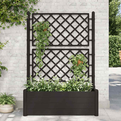 Vidaxl plantenbak met latwerk 100x43x142 cm pp antraciet