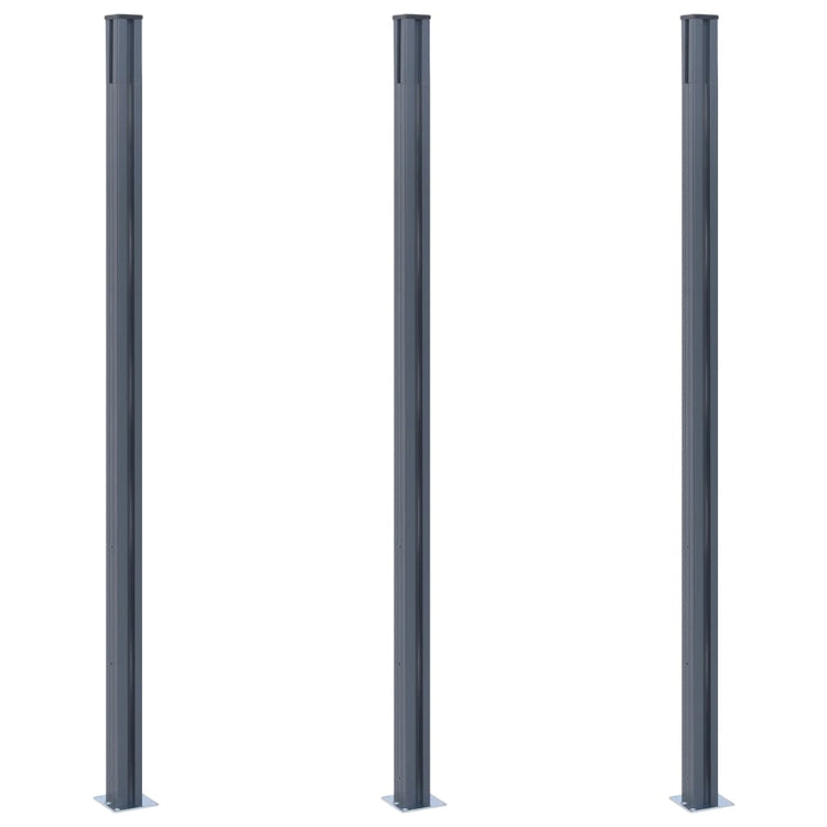 Vidaxl schuttingpalen 3 st 185 cm aluminium donkergrijs