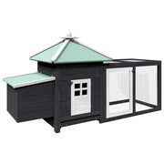 Vidaxl kippenhok met nestkast 190x72x102 massief vurenhout grijs - afbeelding 2