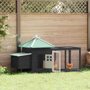 Vidaxl kippenhok met nestkast 190x72x102 massief vurenhout grijs - afbeelding 1