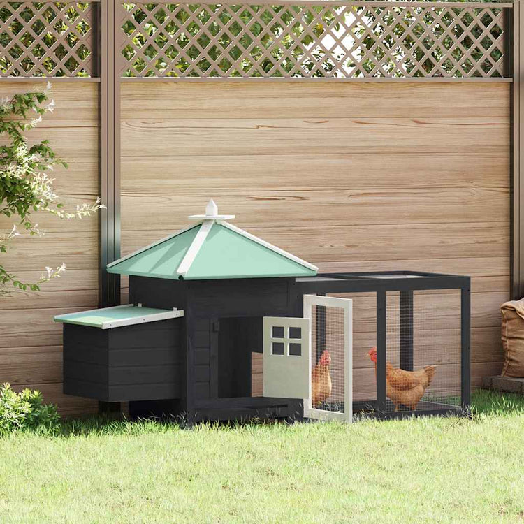 Vidaxl kippenhok met nestkast 190x72x102 massief vurenhout grijs