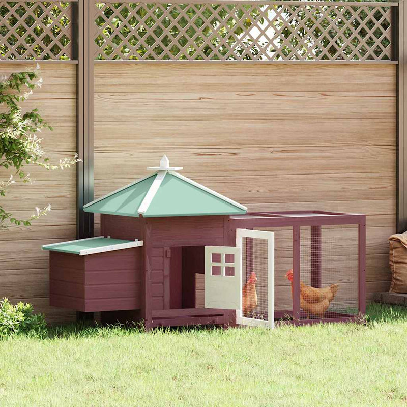 Vidaxl kippenhok met nestkast 190x72x102 massief vurenhout mokkakleur