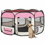 Vidaxl hondenren inklapbaar met draagtas 125x125x61 cm roze - afbeelding 1