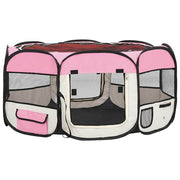 Vidaxl hondenren inklapbaar met draagtas 145x145x61 cm roze - afbeelding 2