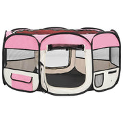 Vidaxl hondenren inklapbaar met draagtas 145x145x61 cm roze - afbeelding 3