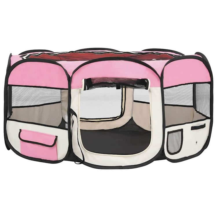 Vidaxl hondenren inklapbaar met draagtas 145x145x61 cm roze