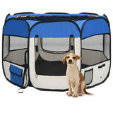 Vidaxl hondenren inklapbaar met draagtas 90x90x58 cm blauw - afbeelding 1