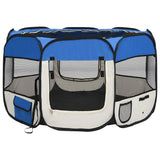 Vidaxl hondenren inklapbaar met draagtas 110x110x58 cm blauw - afbeelding 2