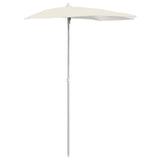 Vidaxl parasol half met paal 180x90 cm zandkleurig - afbeelding 2