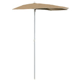 Vidaxl parasol half met paal 180x90 cm taupe - afbeelding 2