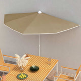 Vidaxl parasol half met paal 180x90 cm taupe - afbeelding 1