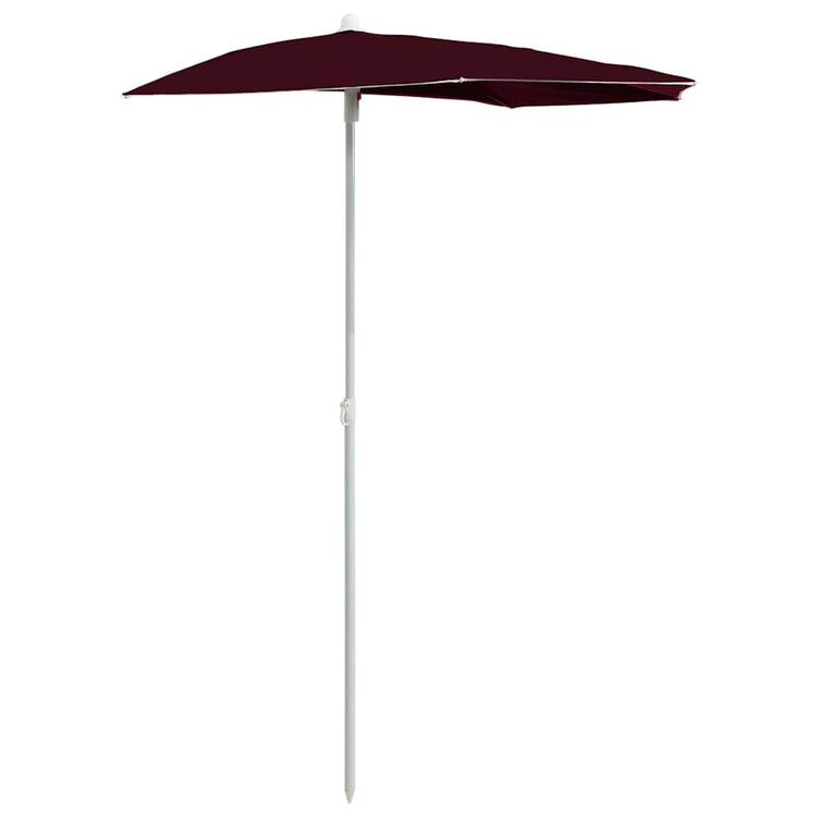 Vidaxl parasol half met paal 180x90 cm bordeauxrood
