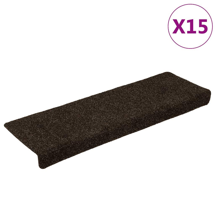 Vidaxl trapmatten zelfklevend 15 stuks 65x21x4 cm donkerbruin