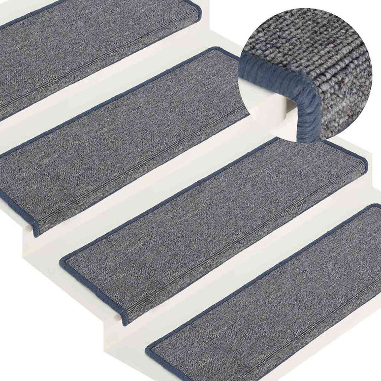 Vidaxl trapmatten 15 st 65x21x4 cm lichtgrijs en blauw